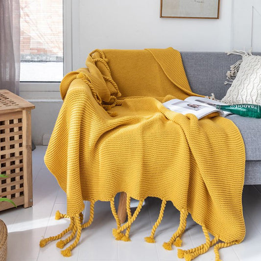 Tassel Knitted Thread Blanket