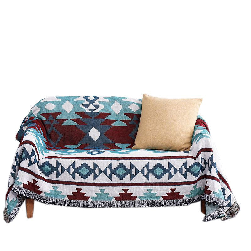 Sofa Throw - Knitted Yarn Checked Blanket