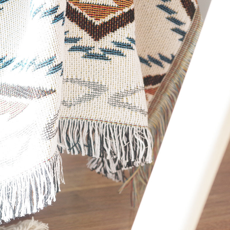 Sofa Throw - Knitted Yarn Checked Blanket