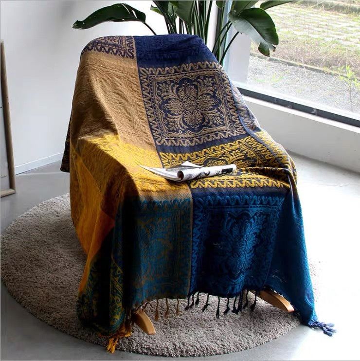 Jeté De Chaise - Couverture chenille folk nordique