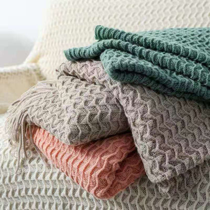 Jeté De Canapé - Couverture tricotée de couleur unie