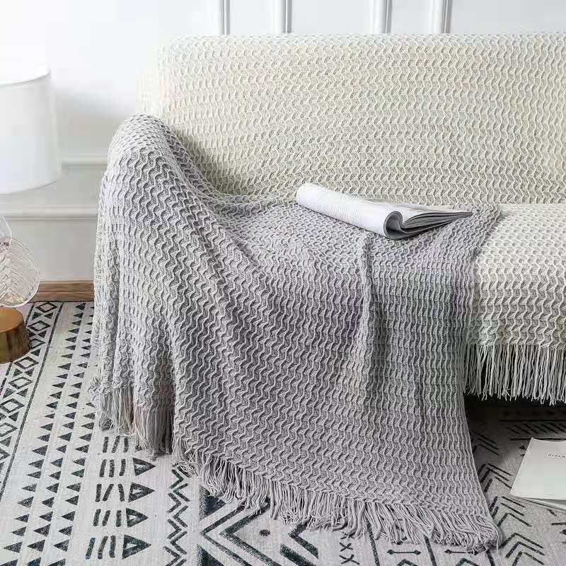 Sofa Throw - Solid Color Knitted Blanket
