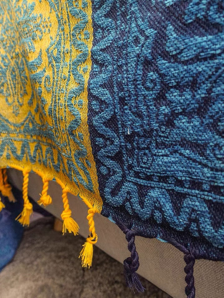 Chair Throw - Nordic Folk Chenille Blanket