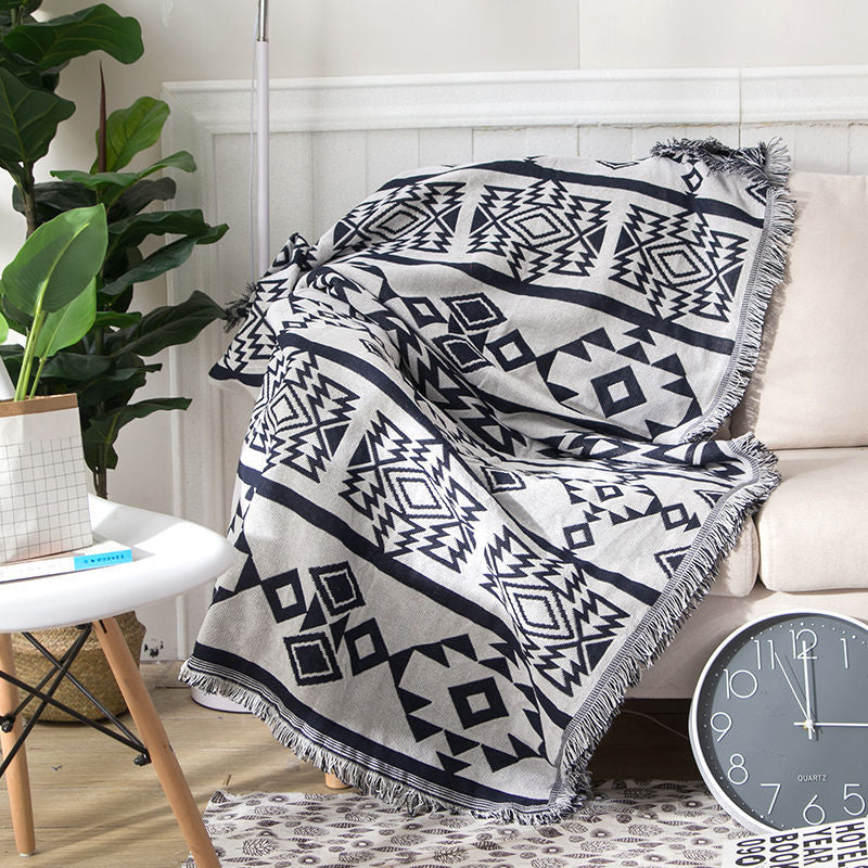 Sofa Throw - Geometric Cotton Blanket