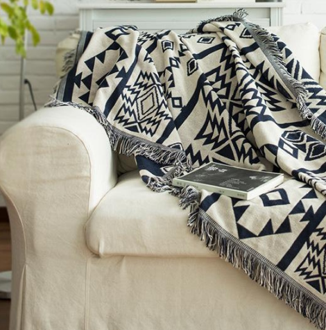 Sofa Throw - Geometric Cotton Blanket