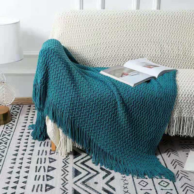 Sofa Throw - Solid Color Knitted Blanket