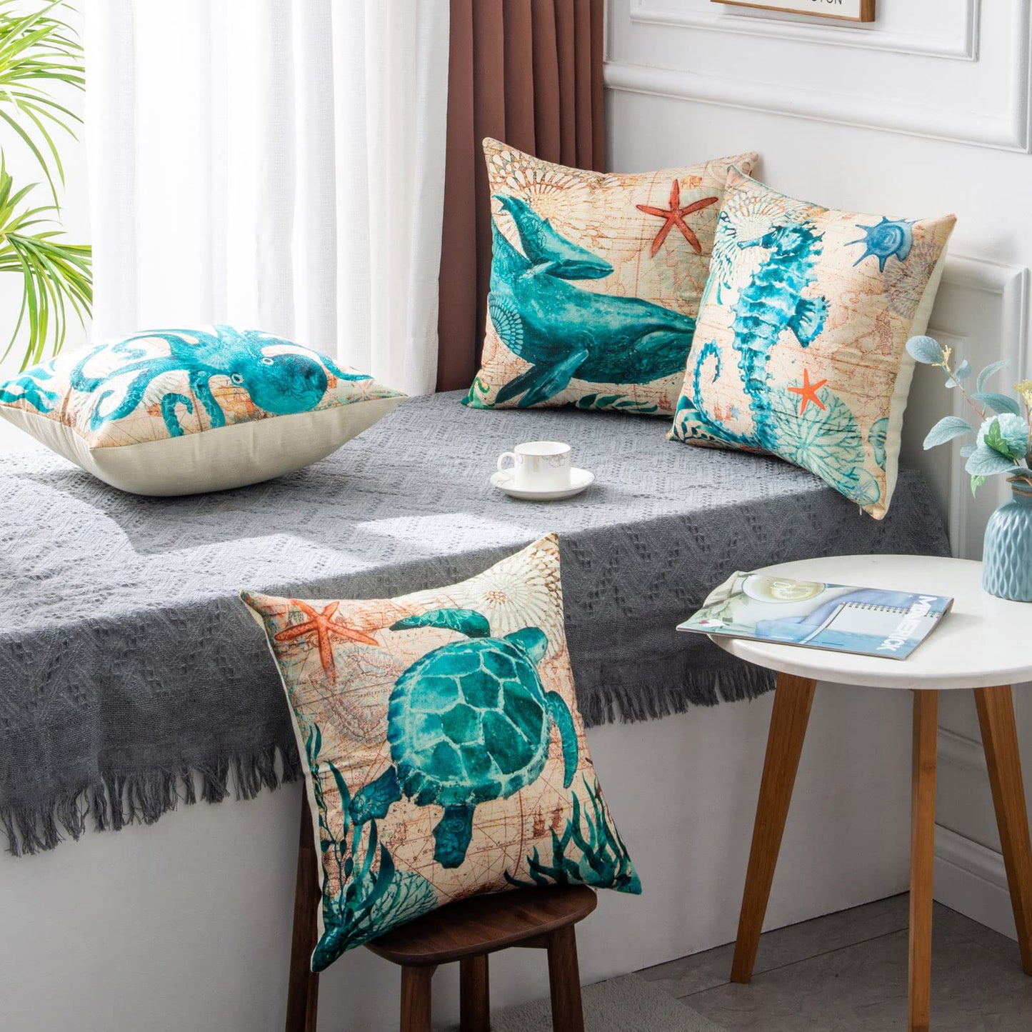 Sofa Pillows - Sea Turtle Print Throw