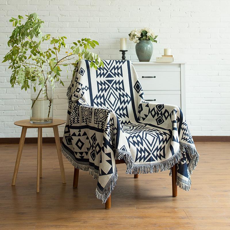 Sofa Throw - Geometric Cotton Blanket