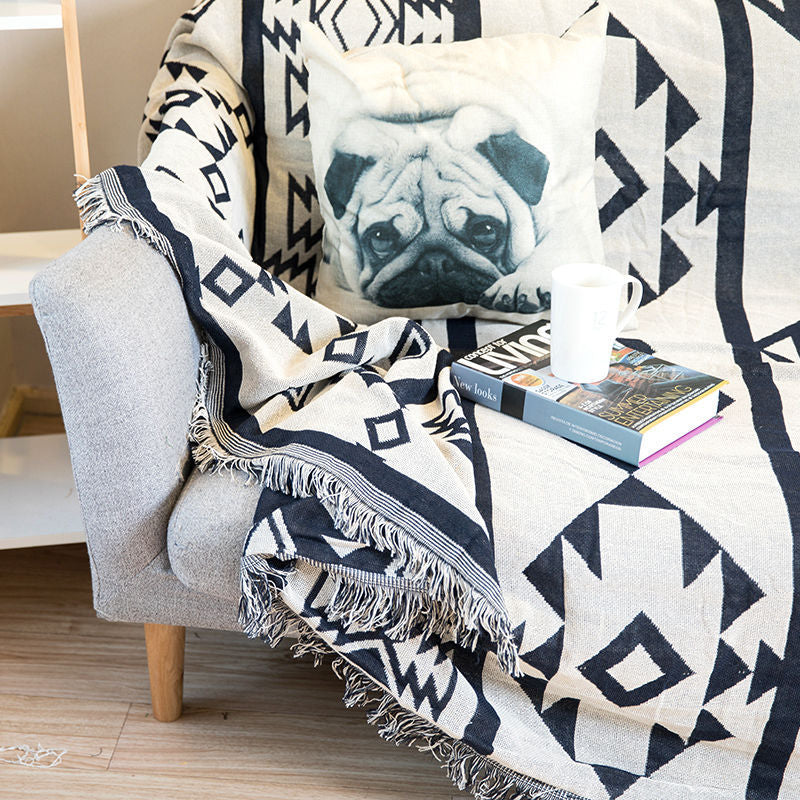 Sofa Throw - Geometric Cotton Blanket