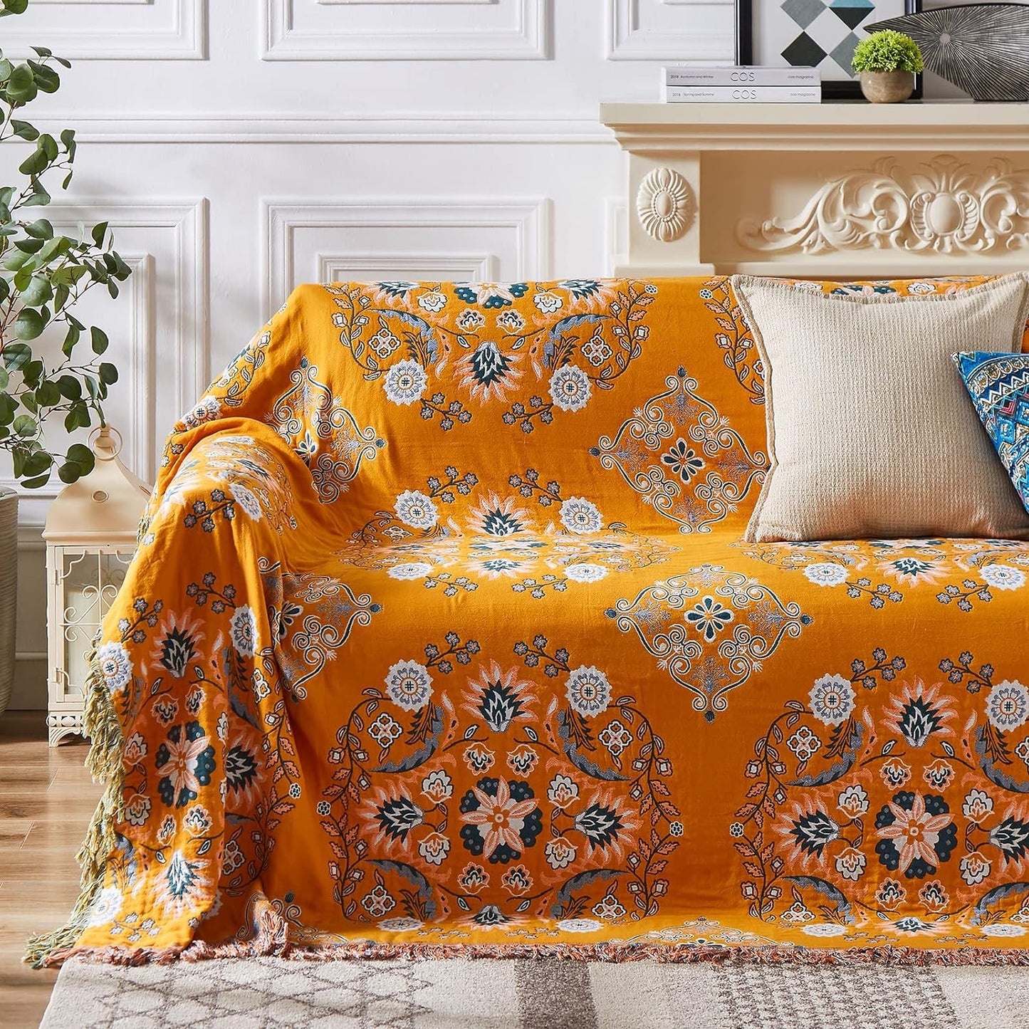 Sofa Throw - Arctic Bloom Floralux in Cotton