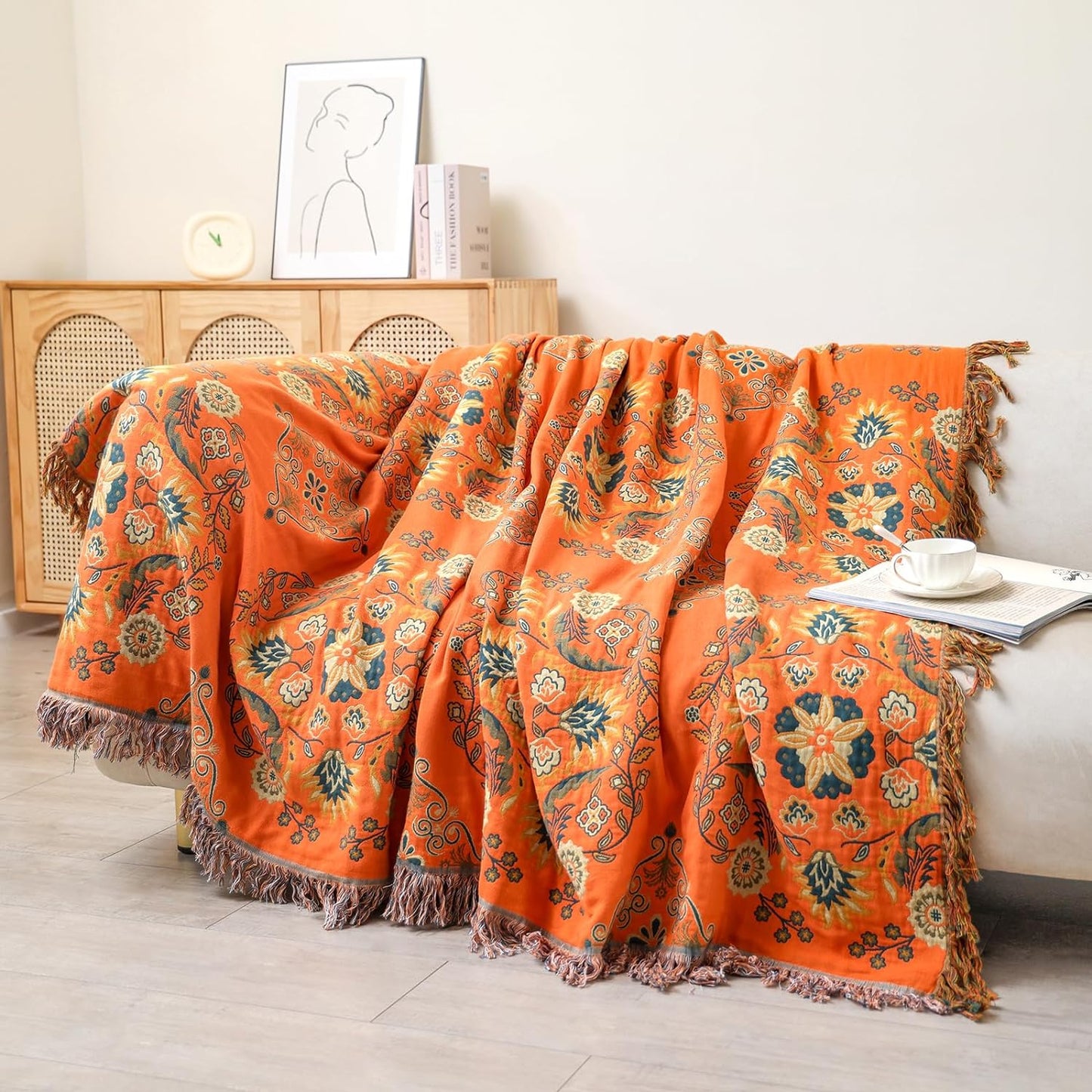 Sofa Throw - Arctic Bloom Floralux in Cotton