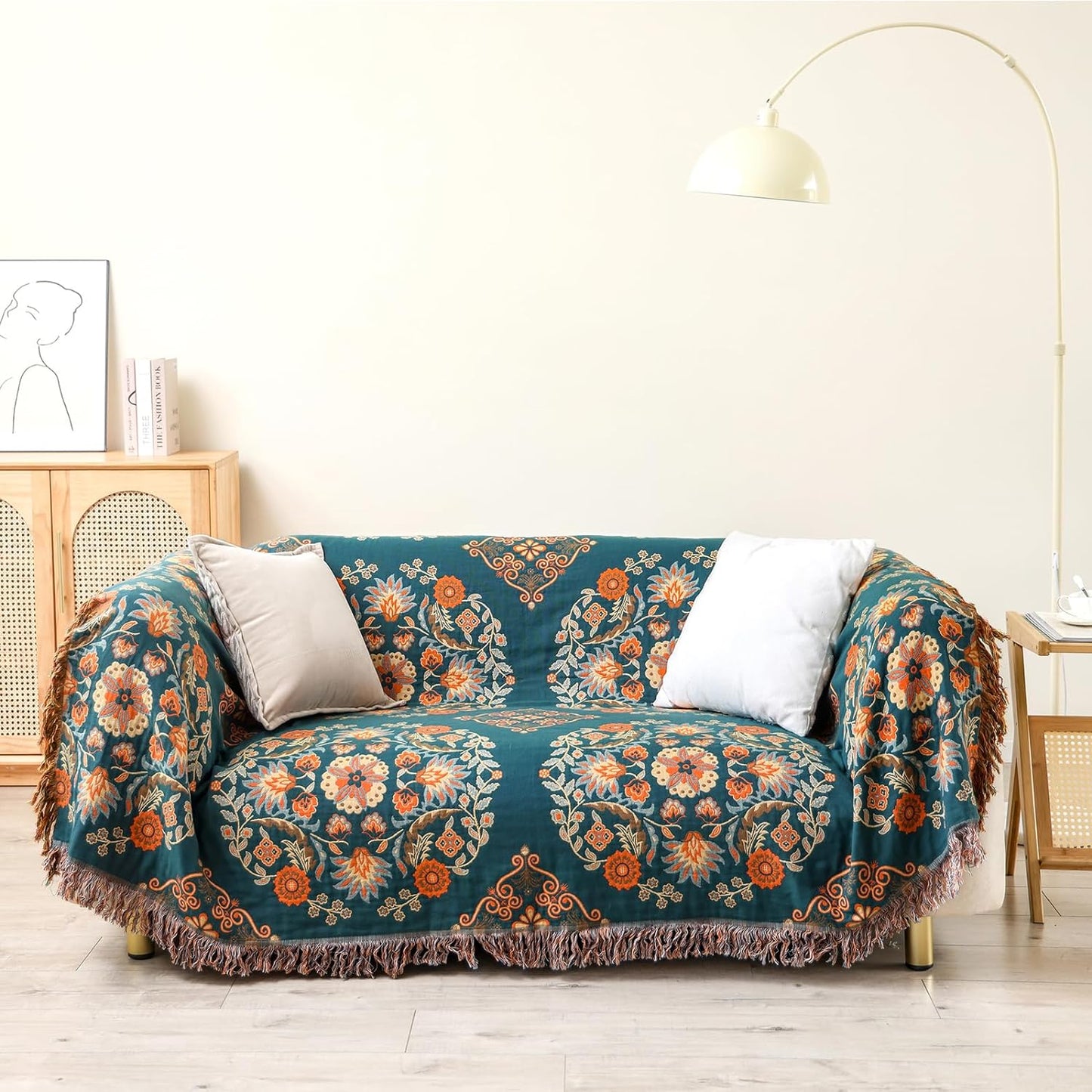 Sofa Throw - Arctic Bloom Floralux in Cotton