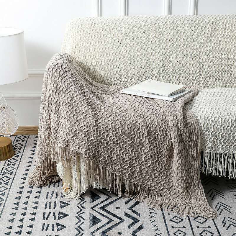 Sofa Throw - Solid Color Knitted Blanket