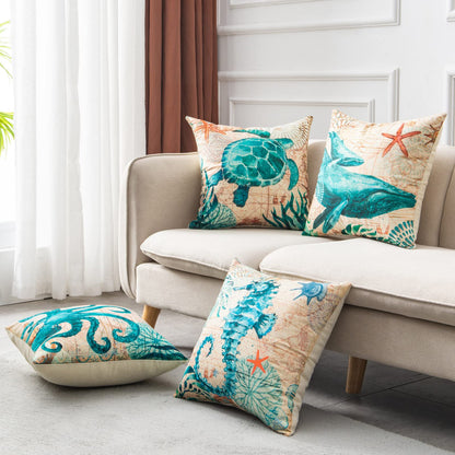 Sofa Pillows - Sea Turtle Print Throw