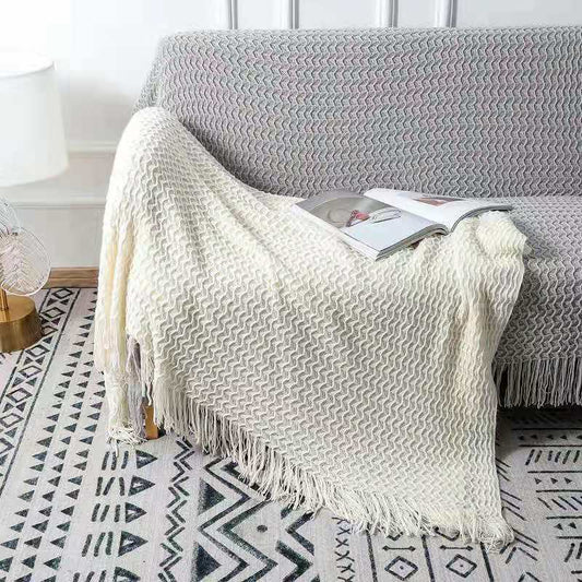 Sofa Throw - Solid Color Knitted Blanket