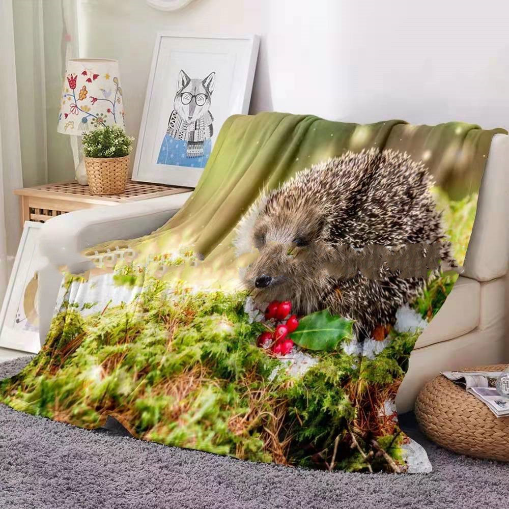 Sofa Throw - Flannel Hedgehog Coral Fleece Blanket