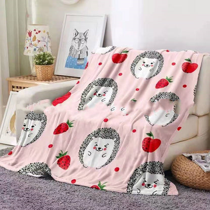 Sofa Throw - Flannel Hedgehog Coral Fleece Blanket