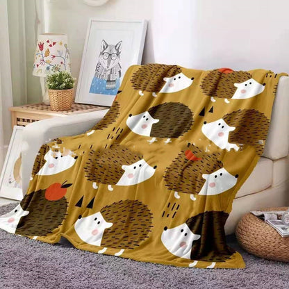 Sofa Throw - Flannel Hedgehog Coral Fleece Blanket