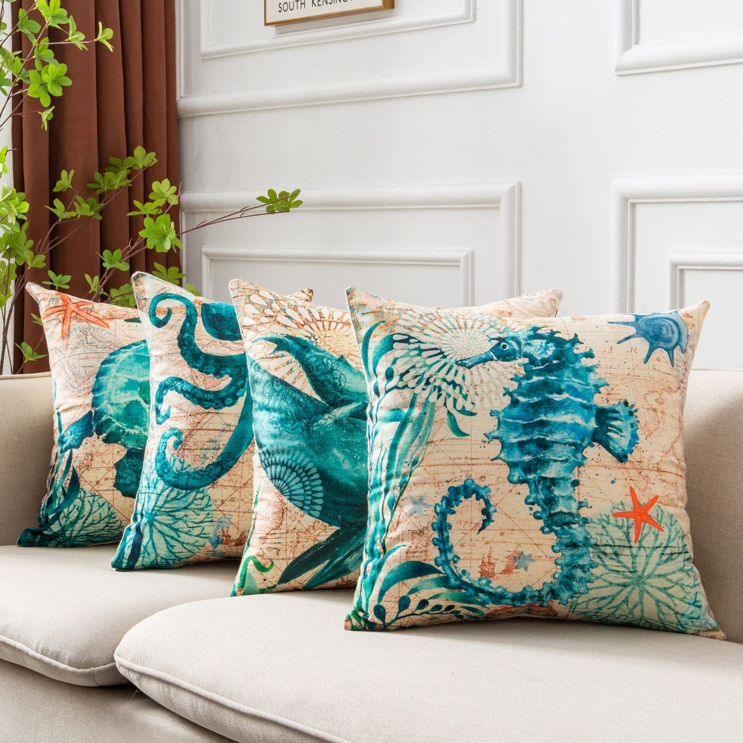 Sofa Pillows - Sea Turtle Print Throw