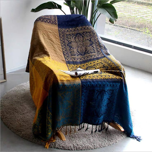 Chair Throw - Nordic Folk Chenille Blanket