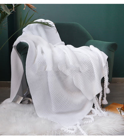 Sofa Throw - Knitted Wool Blanket