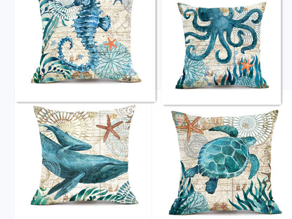 Sofa Pillows - Sea Turtle Print Throw