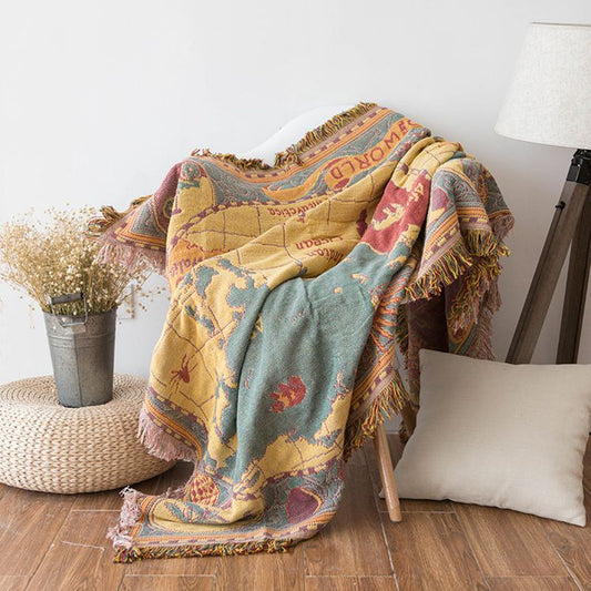 Chair throw - Decorative world map blanket