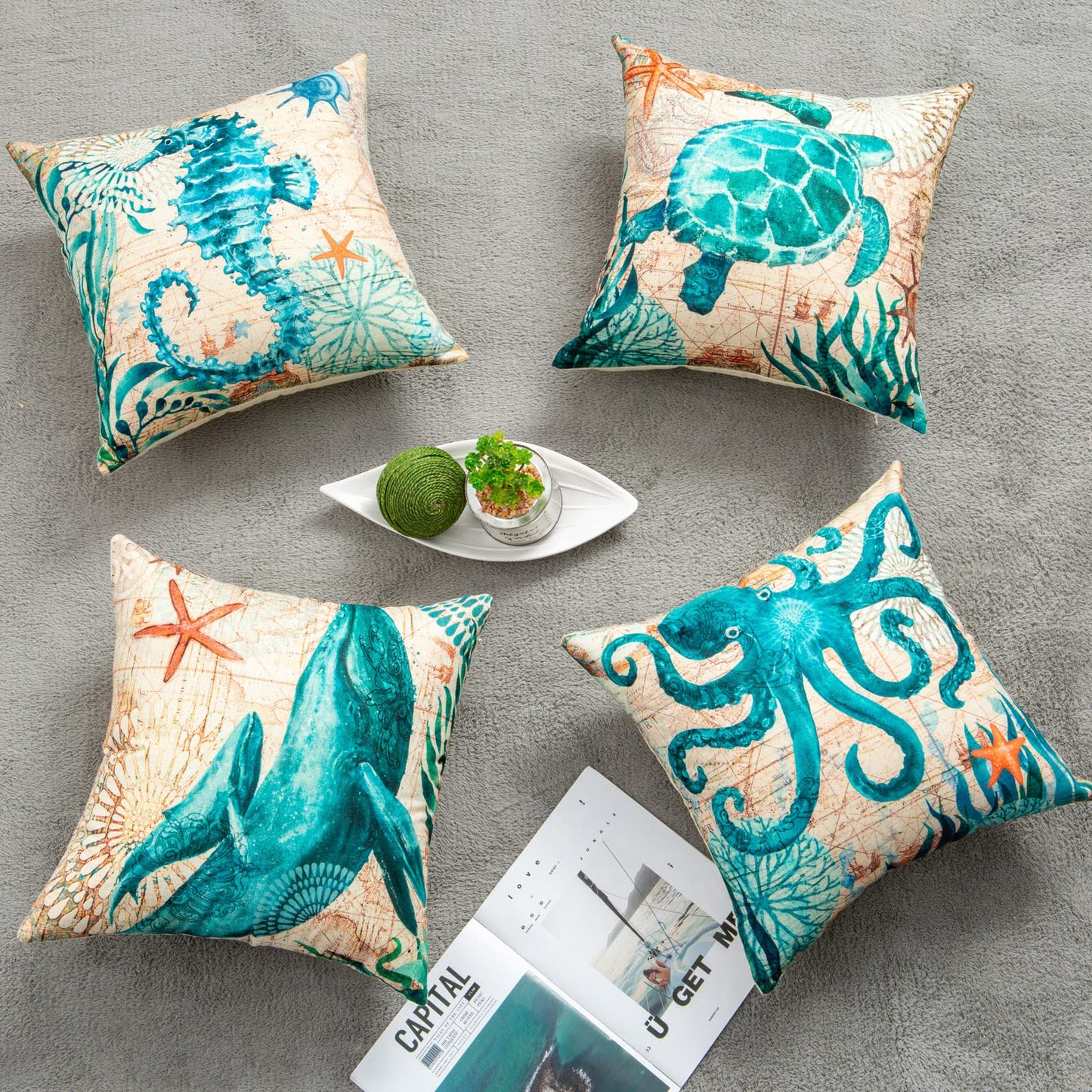 Sofa Pillows - Sea Turtle Print Throw